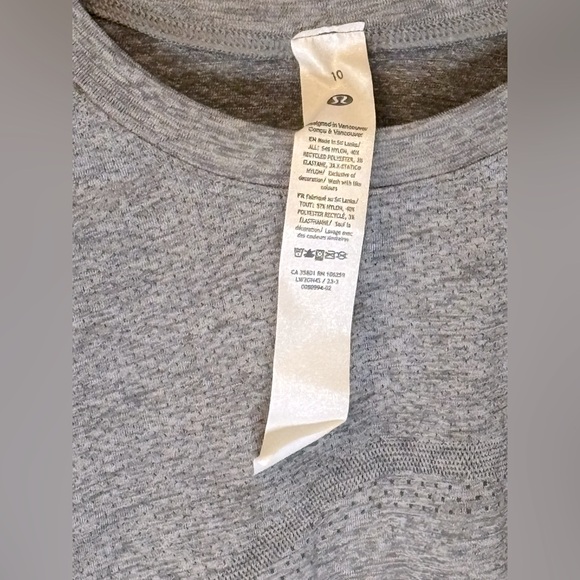 NWT Lululemon Swiftly Tech Cropped Long-Sleeve Shirt 2.0 Slate / White Sz. 10 - Picture 7 of 9